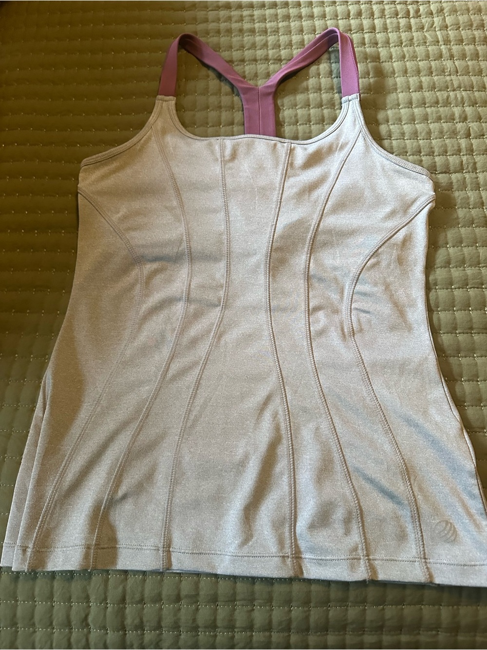 Women’s Cream Active Tank with Purple Straps